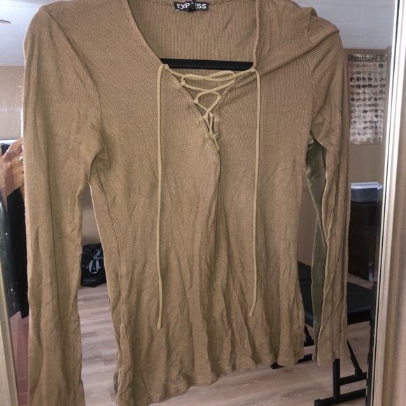 Express Tops - Express long sleeve shirt with tie in front